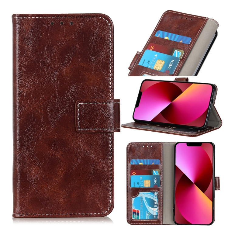 

Retro Crazy Horse Texture Horizontal Flip Leather Case with Holder & Card Slots & Photo Frame & Wallet For iPhone 13(Brown)
