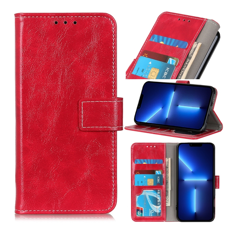 

Retro Crazy Horse Texture Horizontal Flip Leather Case with Holder & Card Slots & Photo Frame & Wallet For iPhone 13 Pro(Red)