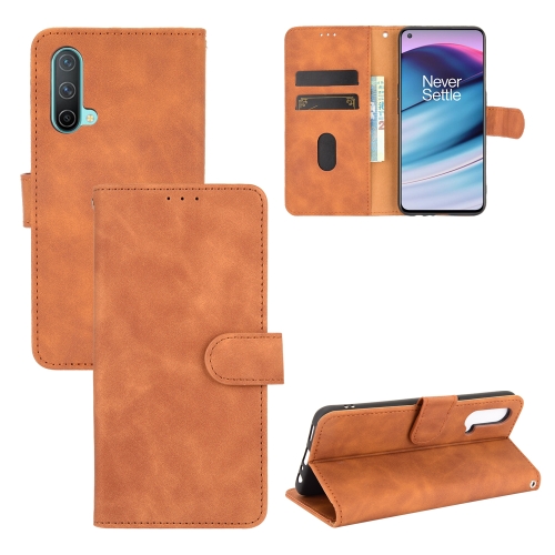 

For OnePlus Nord CE 5G Solid Color Skin Feel Magnetic Buckle Horizontal Flip Calf Texture PU Leather Case with Holder & Card Slots & Wallet(Brown)