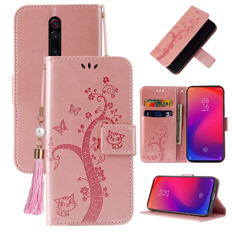 

For Xiaomi Redmi K20 Embossed Lucky Tree Horizontal Flip Leather Case with Holder & Card Slot & Wallet & Lanyard(Rose Gold)