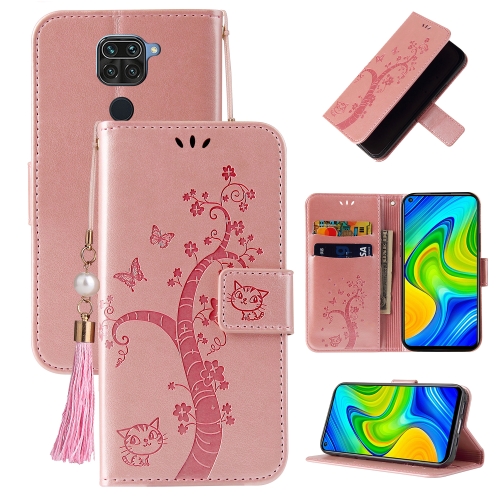 

For Xiaomi Redmi Note 9 Embossed Lucky Tree Horizontal Flip Leather Case with Holder & Card Slot & Wallet & Lanyard(Rose Gold)