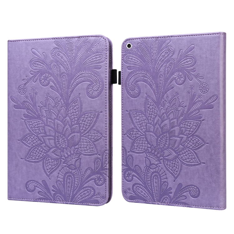 

Lace Flower Embossing Pattern Horizontal Flip Leather Case with Holder & Card Slots & Wallet & Photo Frame & Sleep / Wake-up Function For iPad 9.7 2018 / 9.7 2017 / Air 2 / Air(Purple)