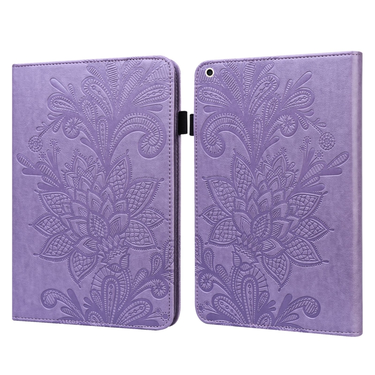 

Lace Flower Embossing Pattern Horizontal Flip Leather Case with Holder & Card Slots & Wallet & Photo Frame & Sleep / Wake-up Function For iPad Pro 10.5 2017 / 10.2 2019(Purple)