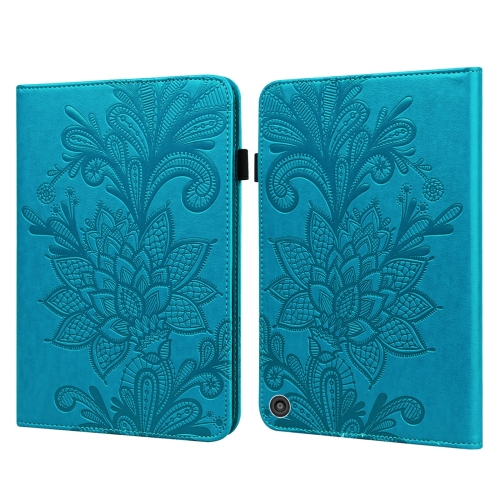 

Lace Flower Embossing Pattern Horizontal Flip Leather Case with Holder & Card Slots & Wallet & Photo Frame & Sleep / Wake-up Function For Amazon Kindle Fire HD 8 2020 / HD 8 Plus 2020(Blue)