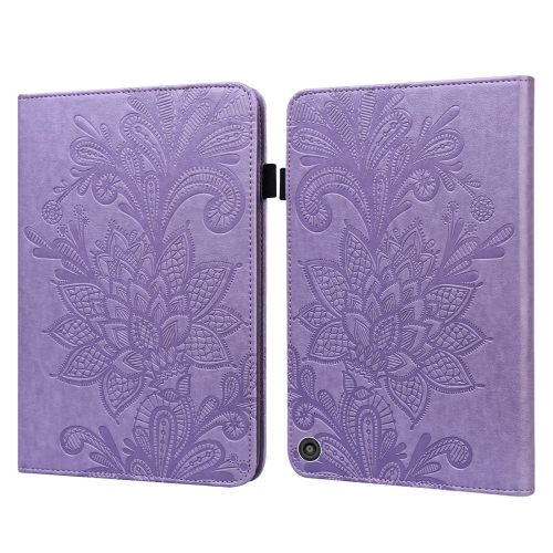 

Lace Flower Embossing Pattern Horizontal Flip Leather Case with Holder & Card Slots & Wallet & Photo Frame & Sleep / Wake-up Function For Amazon Kindle Fire HD 8 2020 / HD 8 Plus 2020(Purple)