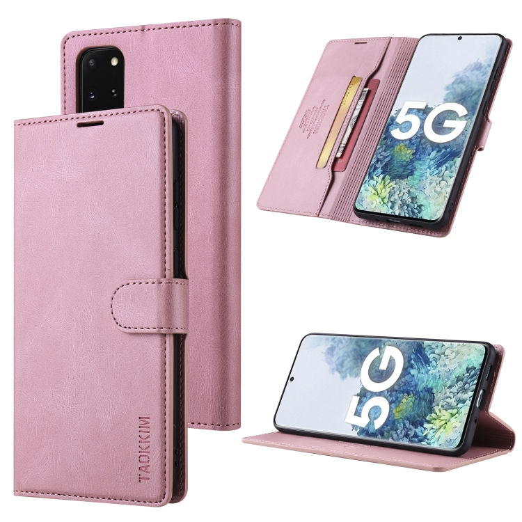 

For Samsung Galaxy S20 TAOKKIM Skin Feel Calf Texture Horizontal Flip PU Leather Case with Holder & Card Slots & Photo Frame & Wallet(Pink)