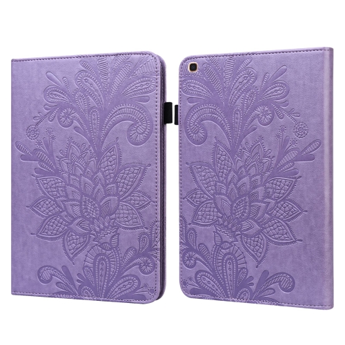 

For Samsung Galaxy Tab A 10.1 2019 T510 Lace Flower Embossing Pattern Horizontal Flip Leather Case with Holder & Card Slots & Wallet & Photo Frame(Purple)