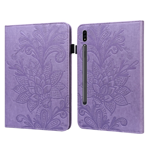 

For Samsung Galaxy Tab S7 SM-T870/SM-T875/SM-T876B Lace Flower Embossing Pattern Horizontal Flip Leather Case with Holder & Card Slots & Wallet & Photo Frame(Purple)