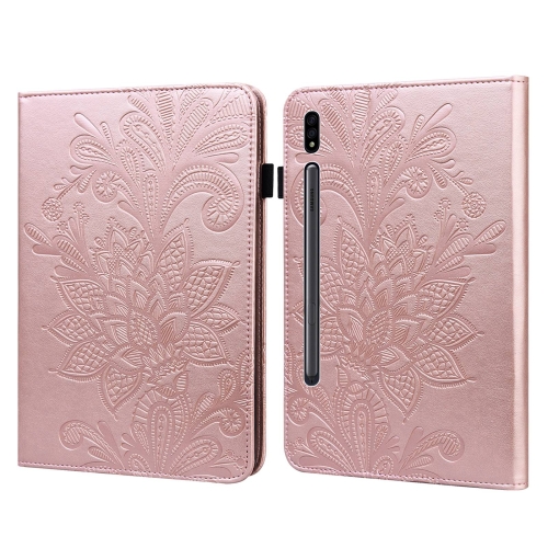

For Samsung Galaxy Tab S7 SM-T870/SM-T875/SM-T876B Lace Flower Embossing Pattern Horizontal Flip Leather Case with Holder & Card Slots & Wallet & Photo Frame(Rose Gold)