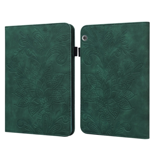 

For Huawei MediaPad T5 Lace Flower Embossing Pattern Horizontal Flip Leather Case with Holder & Card Slots & Wallet & Photo Frame(Green)