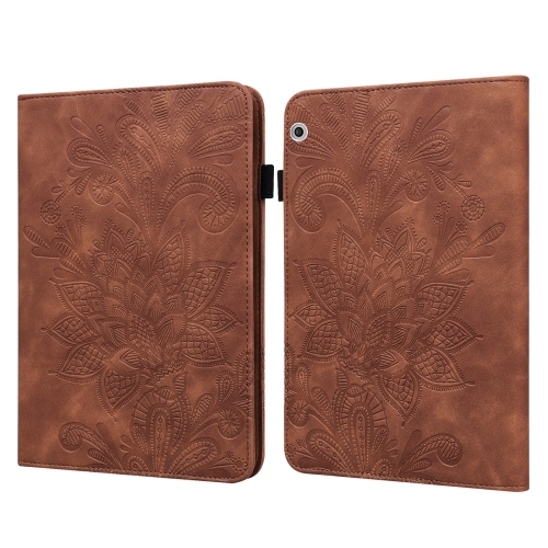 

For Huawei MediaPad T3 10 Lace Flower Embossing Pattern Horizontal Flip Leather Case with Holder & Card Slots & Wallet & Photo Frame(Brown)