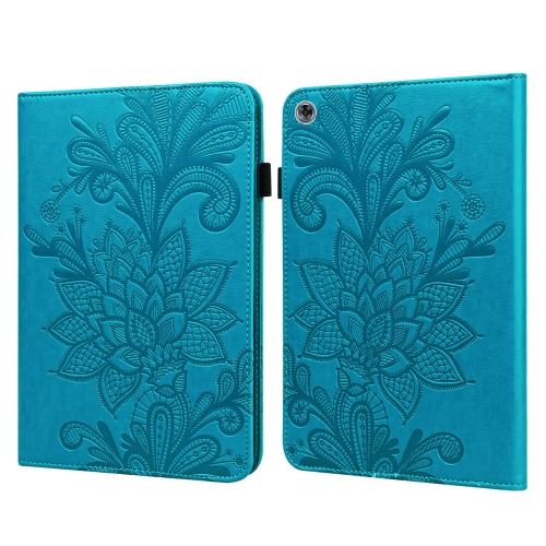 

For Huawei MediaPad M5 Lite Lace Flower Embossing Pattern Horizontal Flip Leather Case with Holder & Card Slots & Wallet & Photo Frame(Blue)