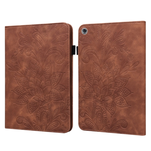 

For Huawei MediaPad M5 Lite Lace Flower Embossing Pattern Horizontal Flip Leather Case with Holder & Card Slots & Wallet & Photo Frame(Brown)
