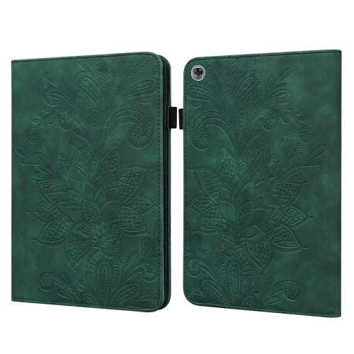 

For Huawei MediaPad M5 Lite Lace Flower Embossing Pattern Horizontal Flip Leather Case with Holder & Card Slots & Wallet & Photo Frame(Green)