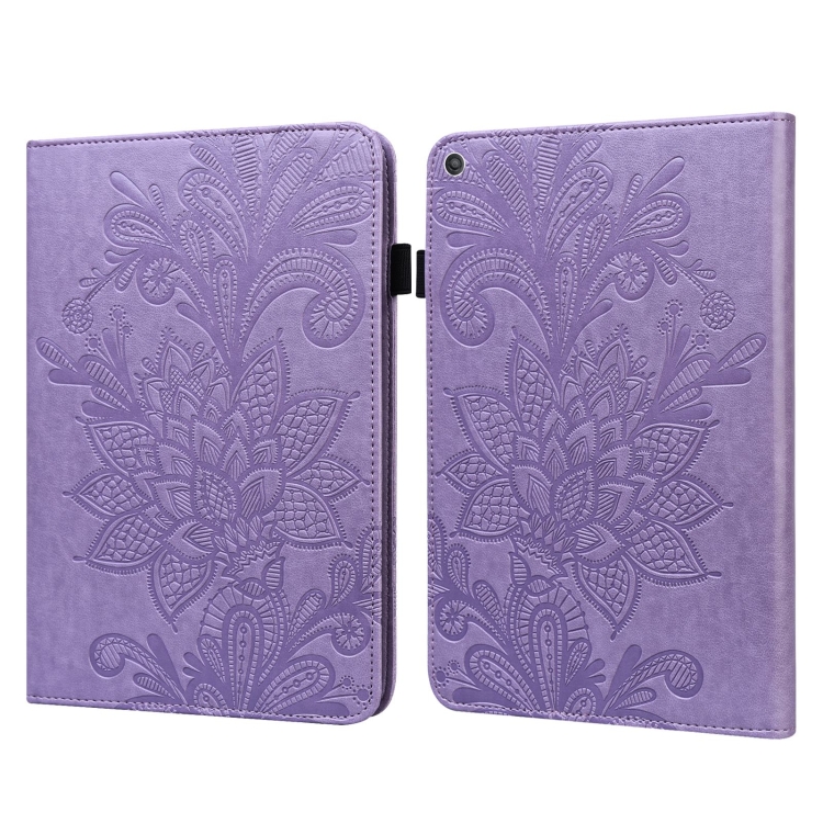 

For Amazon Kindle Fire HD 8 2019/2018/2017/2016 Lace Flower Embossing Pattern Horizontal Flip Leather Case with Holder & Card Slots & Wallet & Photo Frame(Purple)