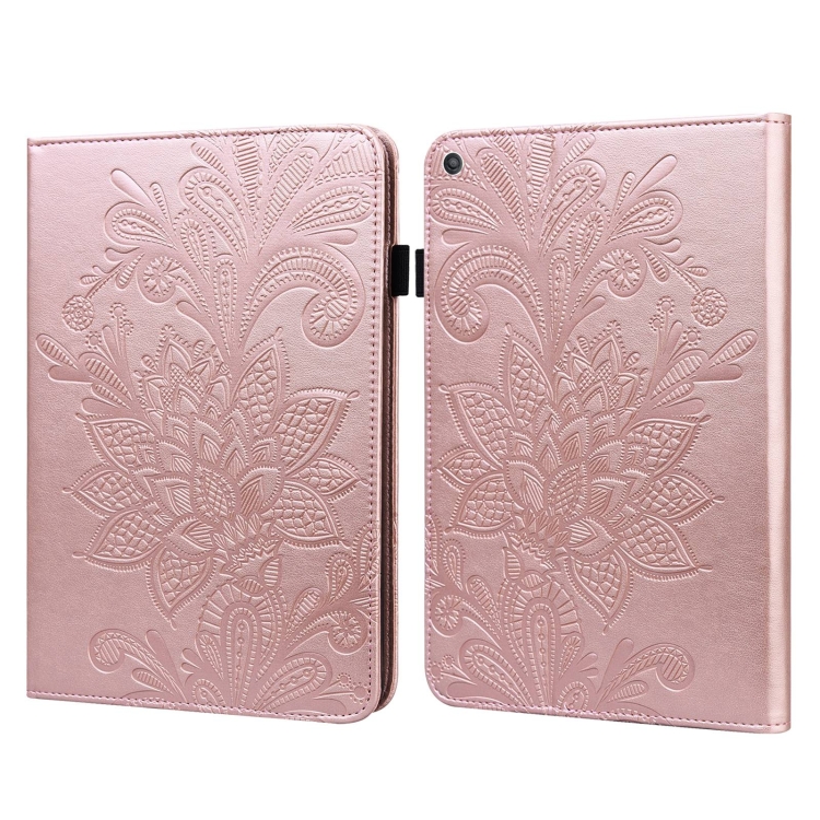 

For Amazon Kindle Fire HD 8 2019/2018/2017/2016 Lace Flower Embossing Pattern Horizontal Flip Leather Case with Holder & Card Slots & Wallet & Photo Frame(Rose Gold)