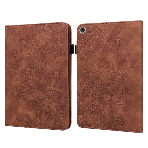 

For Lenovo M10 Plus / M10 Plus TB-X606F/TB-606X Lace Flower Embossing Pattern Horizontal Flip Leather Case with Holder & Card Slots & Wallet & Photo Frame(Brown)