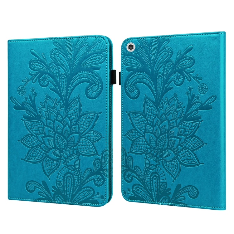 

For Lenovo M10 FHD REL Lace Flower Embossing Pattern Horizontal Flip Leather Case with Holder & Card Slots & Wallet & Photo Frame(Blue)