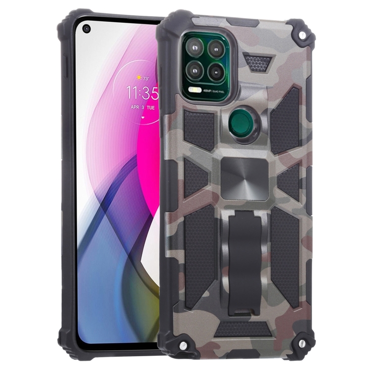 

For Motorola Moto G Stylus 5G Camouflage Armor Shockproof TPU + PC Magnetic Protective Case with Holder(Army Green)
