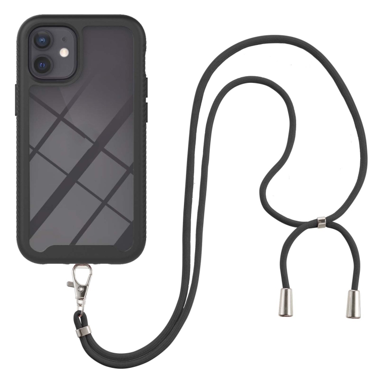 

Starry Sky Solid Color Series Shockproof PC + TPU Protective Case with Neck Strap For iPhone 12 mini(Black)