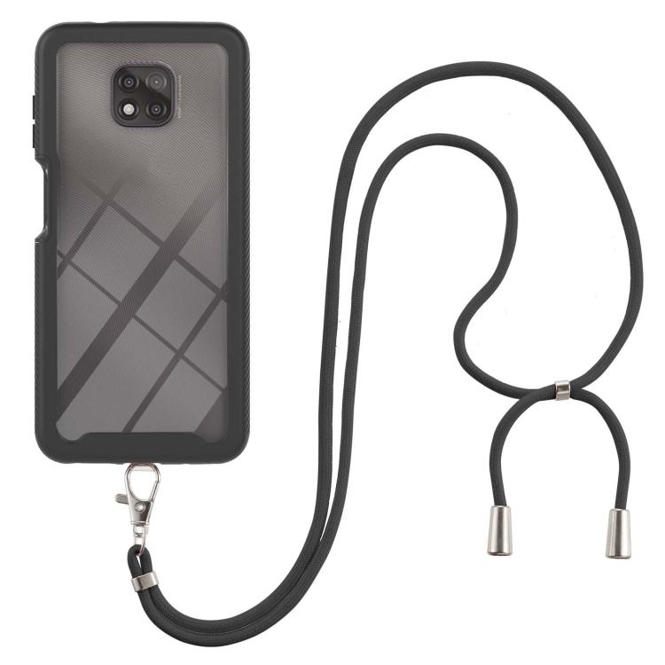 

For Motorola Moto G Power 2021 Starry Sky Solid Color Series Shockproof PC + TPU Protective Case with Neck Strap(Black)