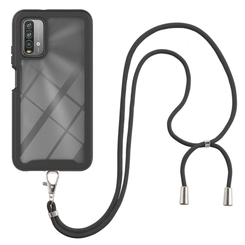 

For Xiaomi Poco M3 / Redmi Note 9 4G / Redmi 9 Power / Redmi 9T Starry Sky Solid Color Series Shockproof PC + TPU Protective Case with Neck Strap(Black)