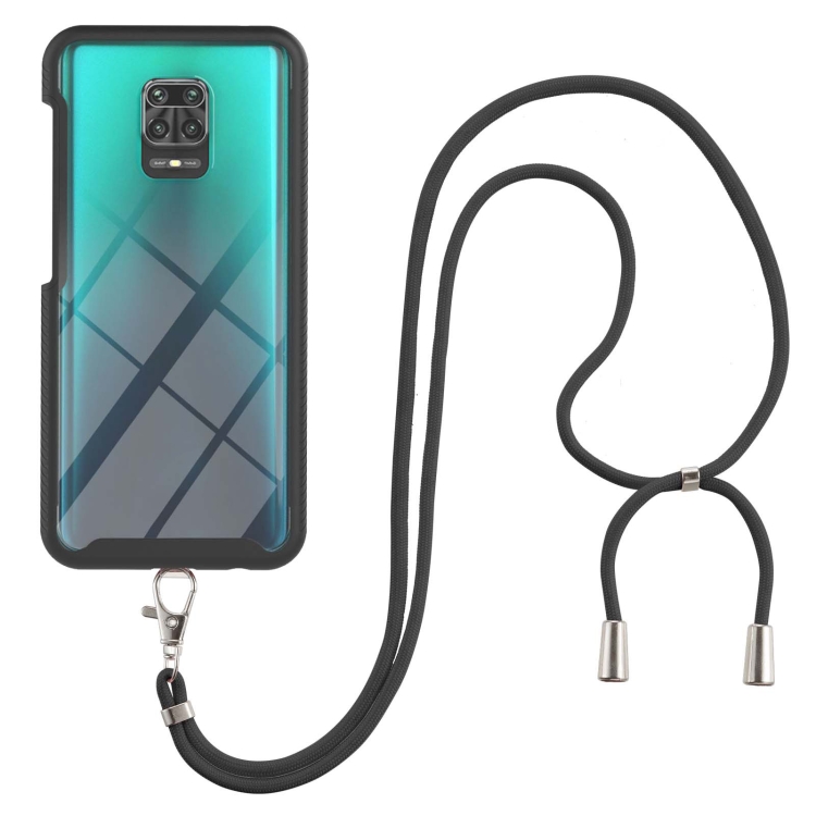 

For Xiaomi Redmi Note 9S / Redmi Note 9 Pro / Redmi Note 9 Pro Max Starry Sky Solid Color Series Shockproof PC + TPU Protective Case with Neck Strap(Black)