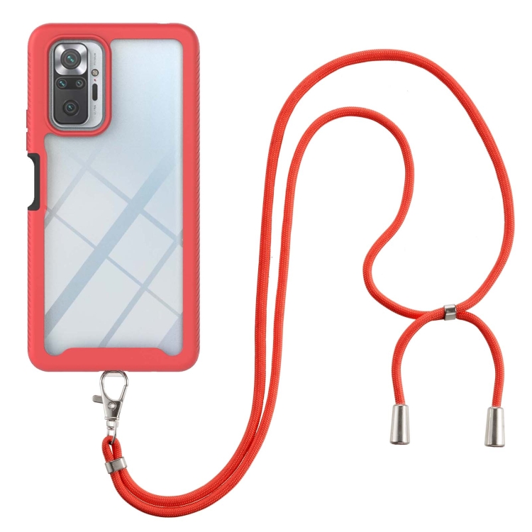 

For Xiaomi Redmi Note 10 Pro / Redmi Note 10 Pro Max Starry Sky Solid Color Series Shockproof PC + TPU Protective Case with Neck Strap(Red)