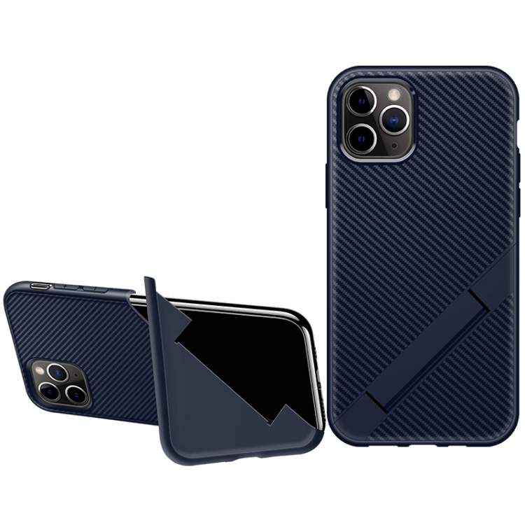 

For iPhone 11 Pro Max Extraordinary Series TPU Protective Case Shockproof Strap Folding Bracket(Blue)