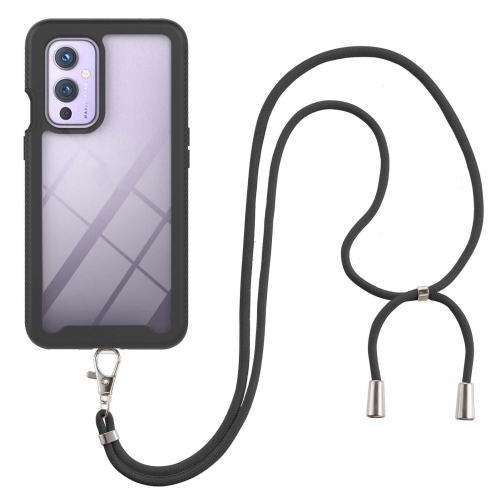 

For OnePlus 9 Starry Sky Solid Color Series Shockproof PC + TPU Protective Case with Neck Strap(Black)