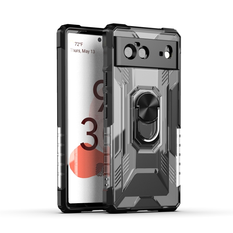 

For Google Pixel 6 PC + TPU Shockproof Protective Case with Metal Ring Holder(Black)