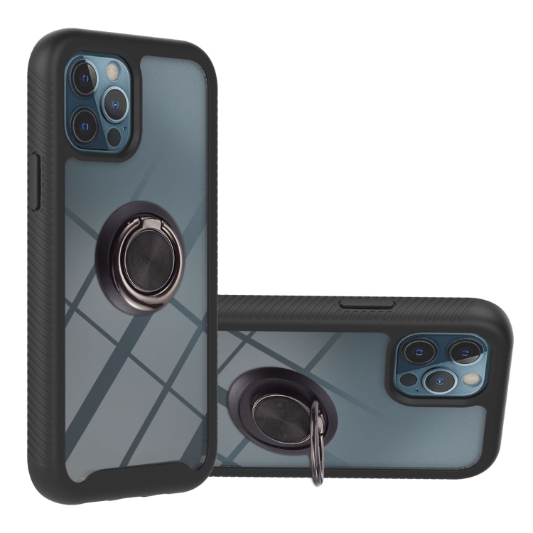 

Starry Sky Solid Color Series Shockproof PC + TPU Protective Case with Ring Holder & Magnetic Function For iPhone 12 Pro Max(Black)
