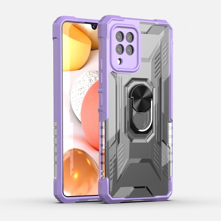 

For Samsung Galaxy M42 5G PC + TPU Shockproof Protective Case with Metal Ring Holder(Purple)