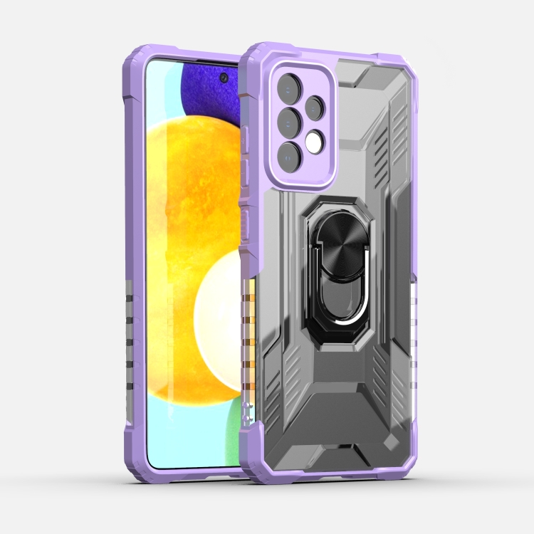 

For Samsung Galaxy A52 PC + TPU Shockproof Protective Case with Metal Ring Holder(Purple)