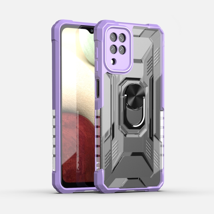 

For Samsung Galaxy F12 PC + TPU Shockproof Protective Case with Metal Ring Holder(Purple)