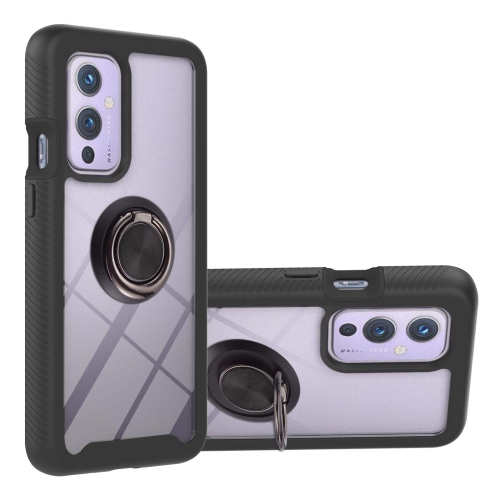 

For OnePlus 9 Starry Sky Solid Color Series Shockproof PC + TPU Protective Case with Ring Holder & Magnetic Function(Black)