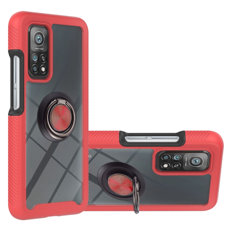 

For Xiaomi Mi 10T / 10T Pro Starry Sky Solid Color Series Shockproof PC + TPU Protective Case with Ring Holder & Magnetic Function(Red)