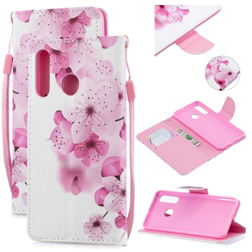 

For Huawei P30 Lite Colored Drawing Pattern Cross Texture Horizontal Flip PU Leather Case with Holder & Card Slots & Wallet(Peach Blossom)