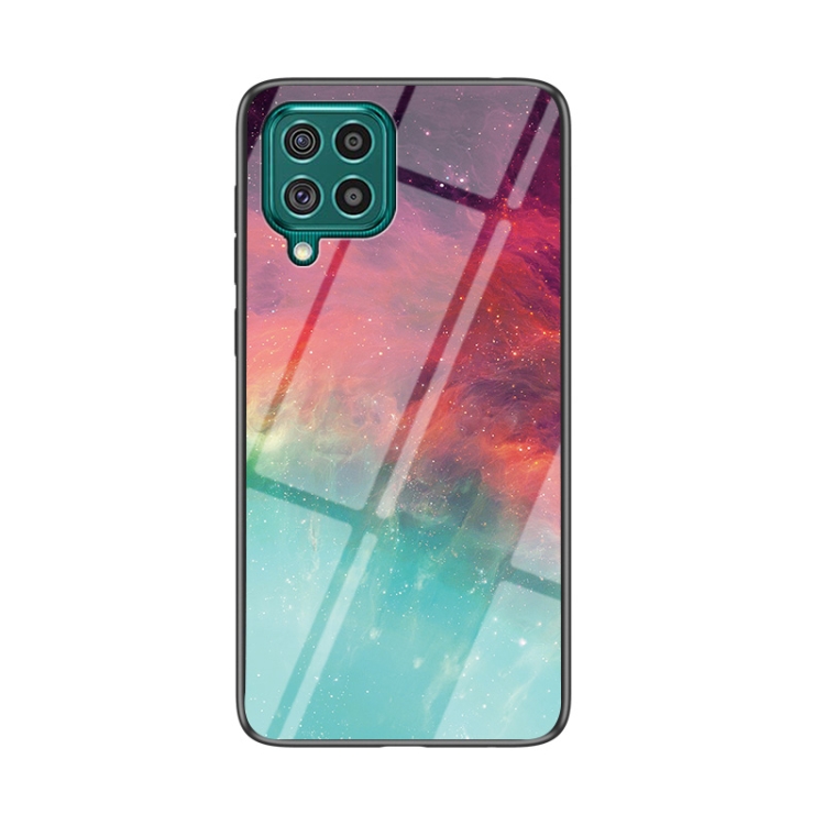 

For Samsung Galaxy F62 Starry Sky Painted Tempered Glass TPU Shockproof Protective Case(Color Starry Sky)