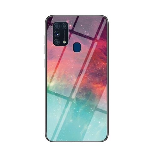 

For Samsung Galaxy M31 Starry Sky Painted Tempered Glass TPU Shockproof Protective Case(Color Starry Sky)