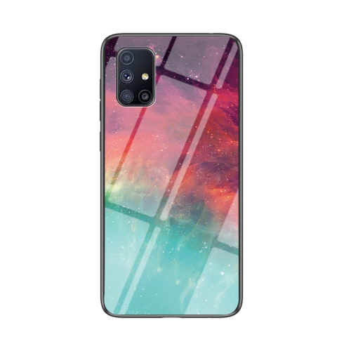 

For Samsung Galaxy M31S Starry Sky Painted Tempered Glass TPU Shockproof Protective Case(Color Starry Sky)