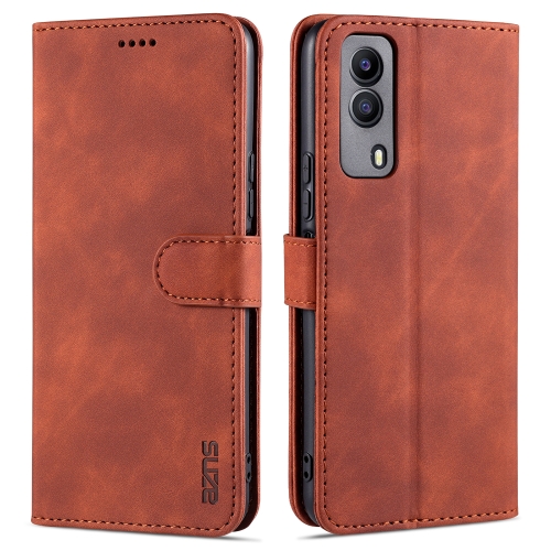 

For Vivo Y53S 5G AZNS Skin Feel Calf Texture Horizontal Flip Leather Case with Card Slots & Holder & Wallet(Brown)