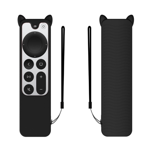 

Cat Ears Shape Silicone Protective Case Cover For Apple TV 4K 4th Siri Remote Controller(Black)