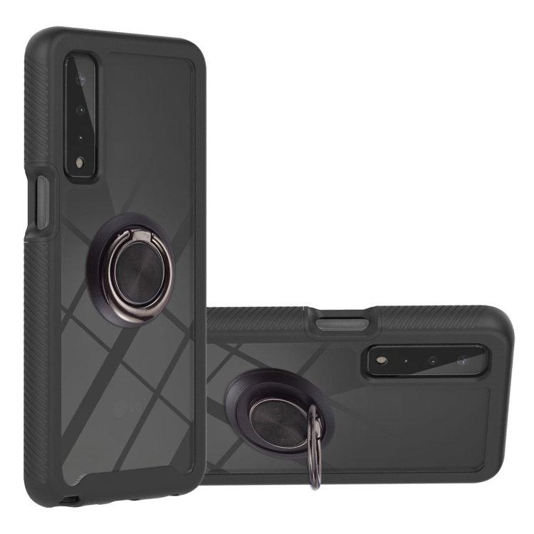 

For LG Stylo 7 5G Starry Sky Solid Color Series Shockproof PC + TPU Protective Case with Ring Holder & Magnetic Function(Black)