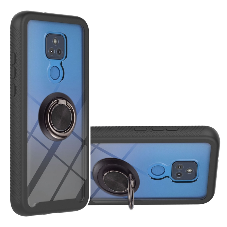 

For Motorola Moto G Play 2021 Starry Sky Solid Color Series Shockproof PC + TPU Protective Case with Ring Holder & Magnetic Function(Black)