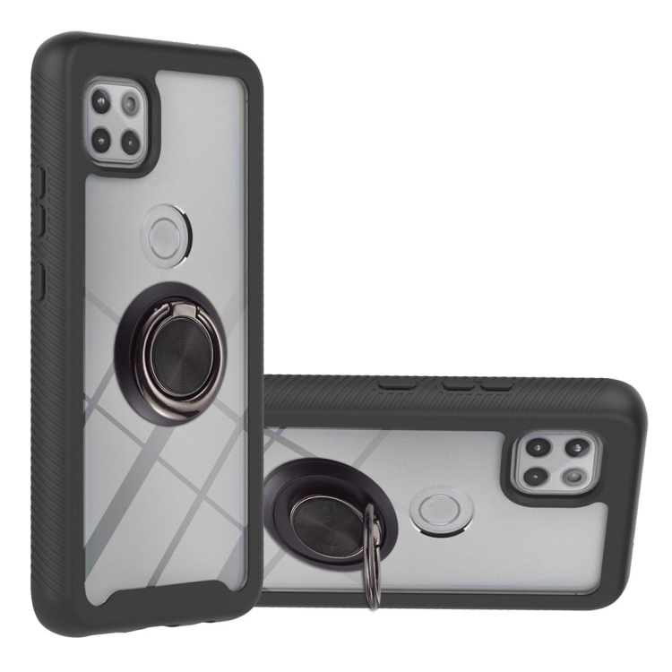 

For Motorola One 5G Ace Starry Sky Solid Color Series Shockproof PC + TPU Protective Case with Ring Holder & Magnetic Function(Black)