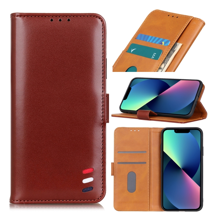 

3-Color Pearl Texture Magnetic Buckle Horizontal Flip PU Leather Case with Card Slots & Wallet & Holder For iPhone 13 mini(Brown)