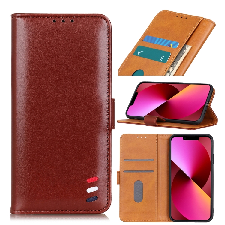 

3-Color Pearl Texture Magnetic Buckle Horizontal Flip PU Leather Case with Card Slots & Wallet & Holder For iPhone 13(Brown)