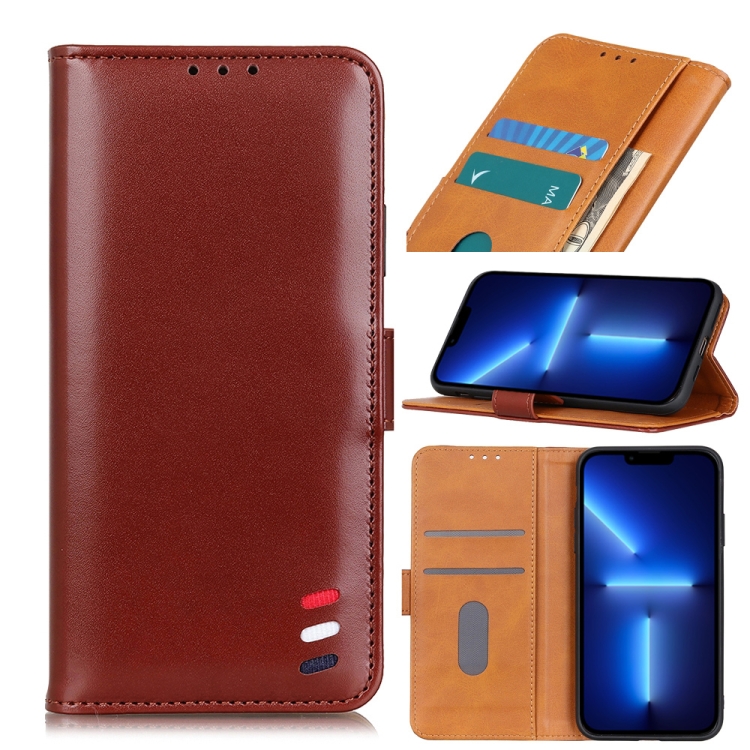 

3-Color Pearl Texture Magnetic Buckle Horizontal Flip PU Leather Case with Card Slots & Wallet & Holder For iPhone 13 Pro(Brown)