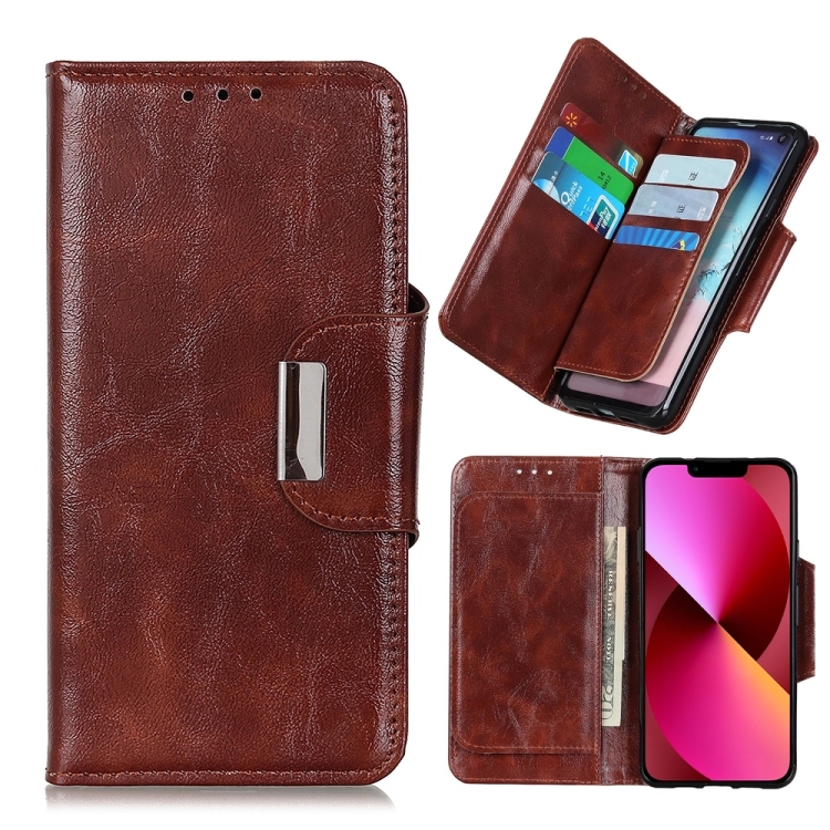 

Crazy Horse Texture Magnetic Buckle Horizontal Flip Leather Case with Holder & 6-Card Slots & Wallet For iPhone 13(Brown)